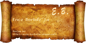 Encz Borbála névjegykártya